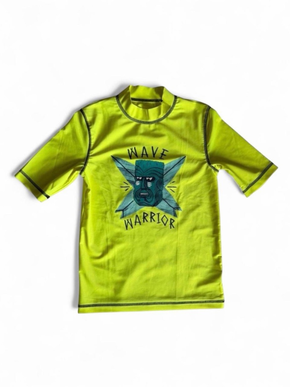 Cherokee Wave Warrior Neon Yellow Rash Guard Swim Shirt M 8-10